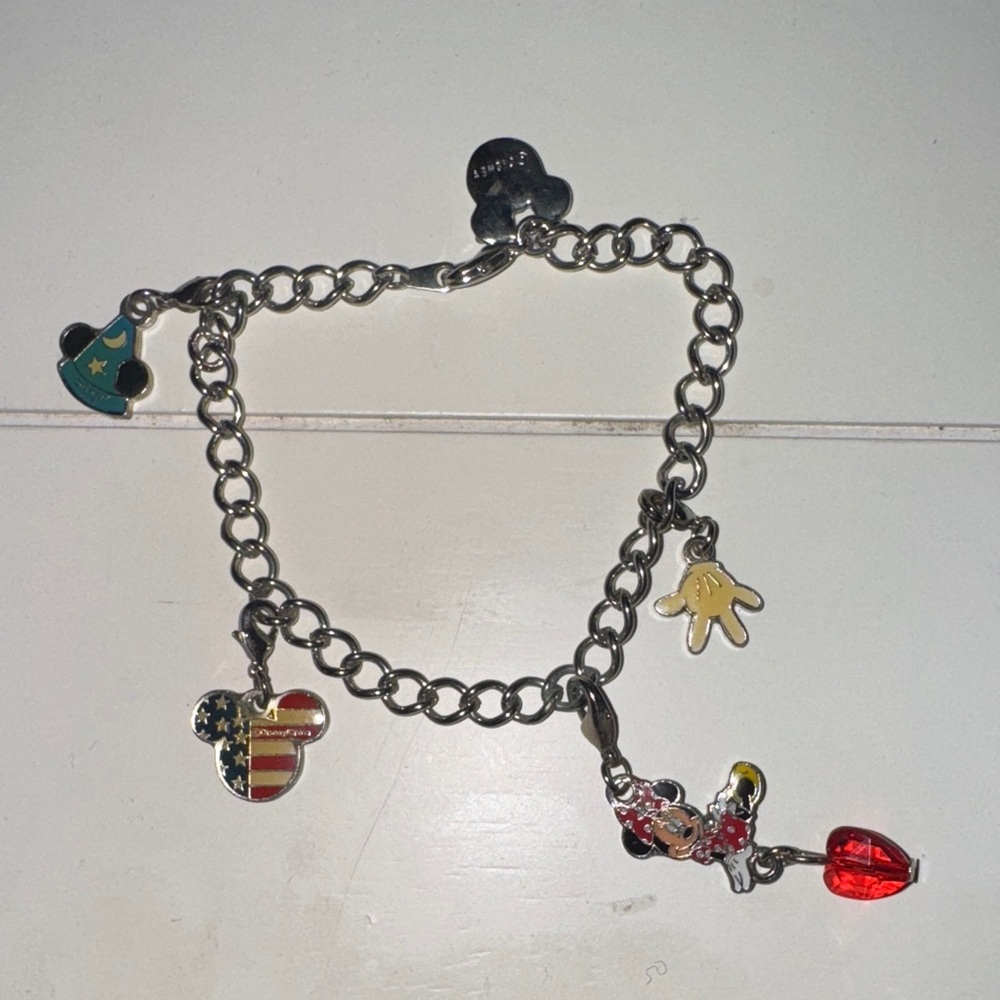 Disney Silver Charm Bracelet with 4 charms